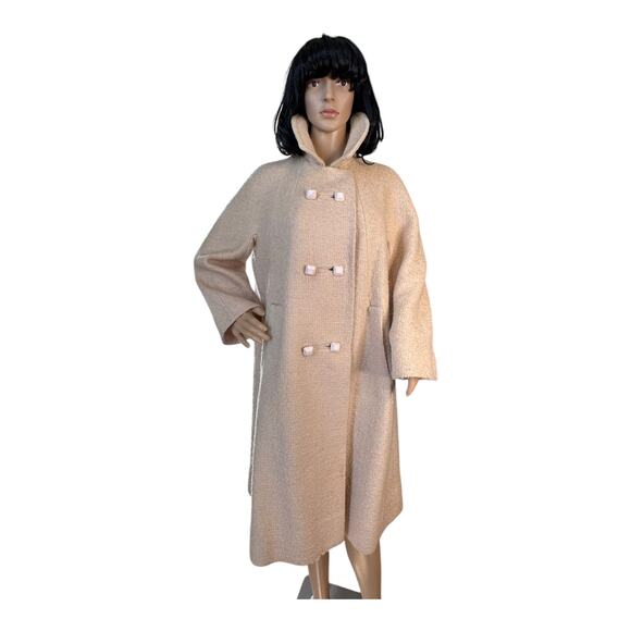 Vintage 1950's Craigleigh Ivory Blouce Double Breasted Swing Coat size large - Picture 15 of 17
